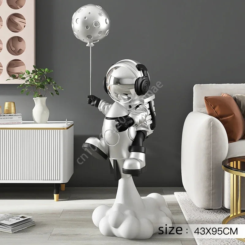95cm Astronaut Balloon Lamp Sculpture Large Floor-standing Decoration Living Room TV Cabinet Home Decoration Statue Housewarming