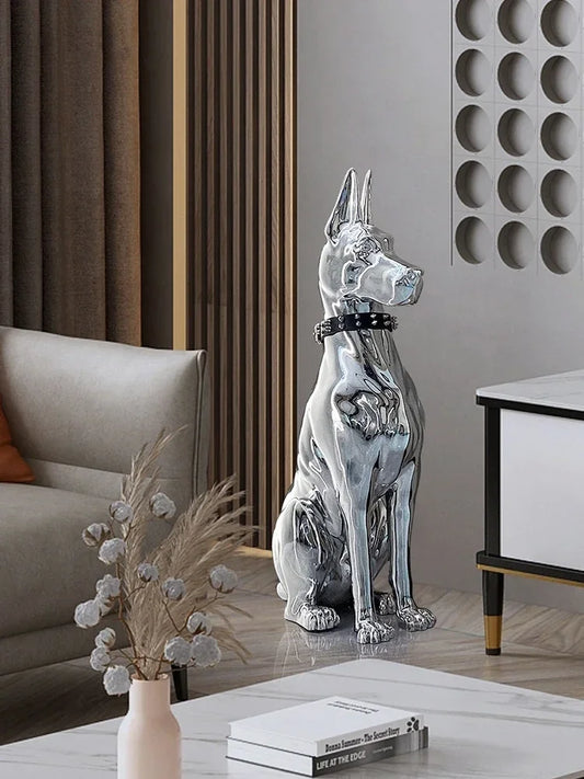 Home Decor 75CM Electroplated Dog Statue Ornament Creative Living Room Large Floor Decoration Nordic Style Room Decor Sculpture