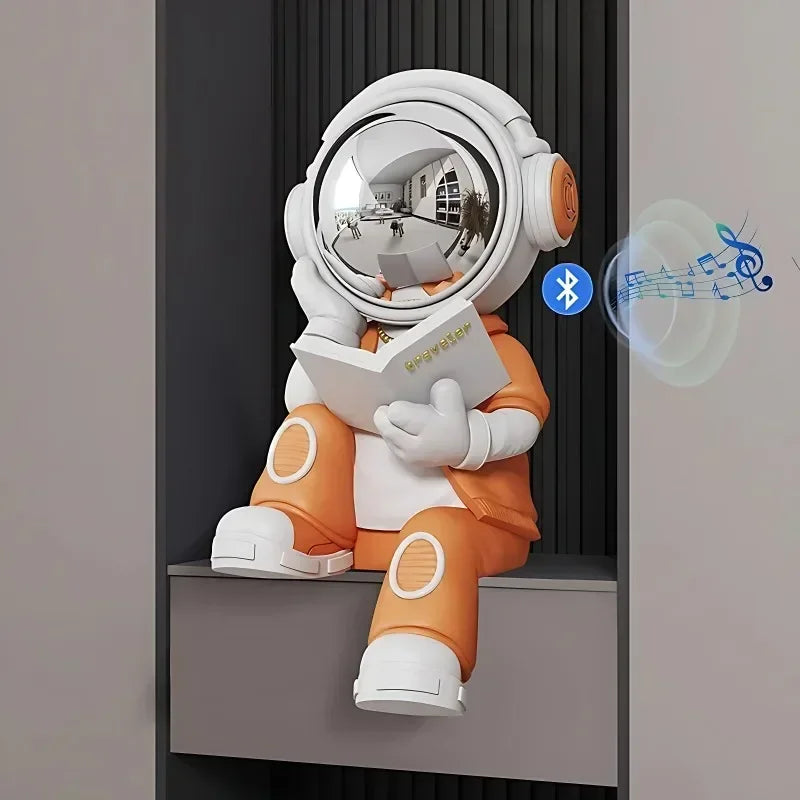 Creative Reading Astronaut Activity Figure Resin Sculpture Desktop Decoration Accessories,sound System,home Decorationpiggy Bank