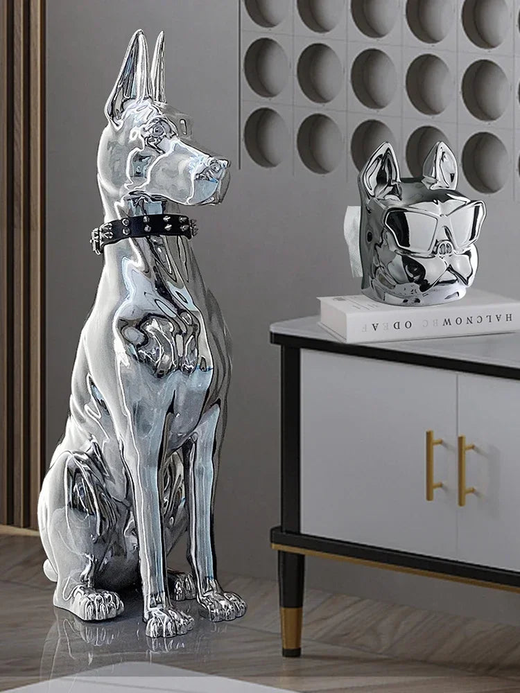 Home Decor 75CM Electroplated Dog Statue Ornament Creative Living Room Large Floor Decoration Nordic Style Room Decor Sculpture