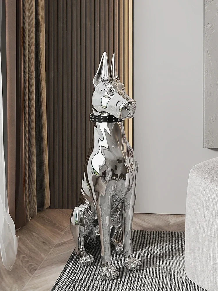 Home Decor 75CM Electroplated Dog Statue Ornament Creative Living Room Large Floor Decoration Nordic Style Room Decor Sculpture