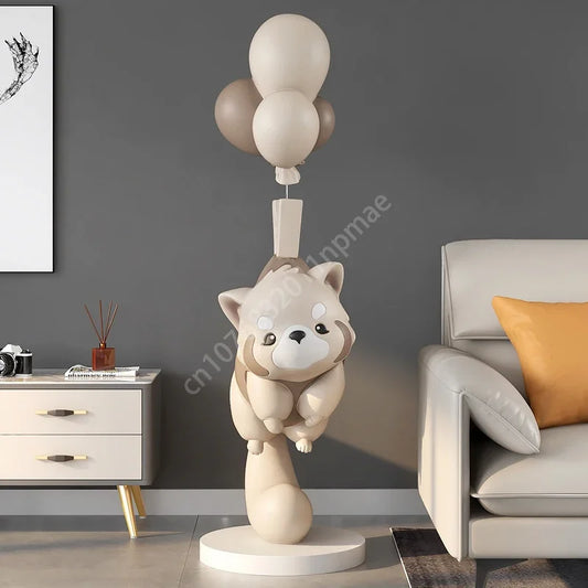 Creative Large Raccoon Living Room Resin Floor Carving Home Decoration FRP Animal Decoration Statue Tray Housewarming Gift