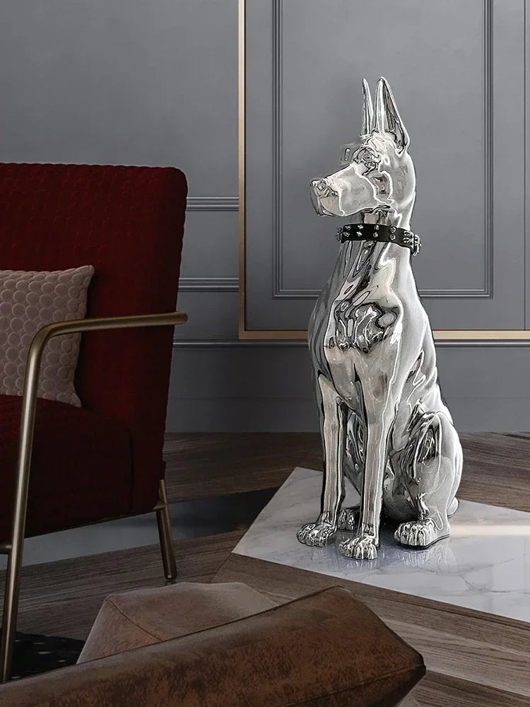 Home Decor 75CM Electroplated Dog Statue Ornament Creative Living Room Large Floor Decoration Nordic Style Room Decor Sculpture
