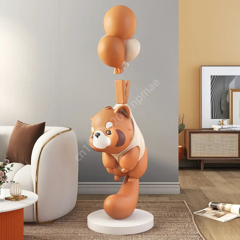 Creative Large Raccoon Living Room Resin Floor Carving Home Decoration FRP Animal Decoration Statue Tray Housewarming Gift