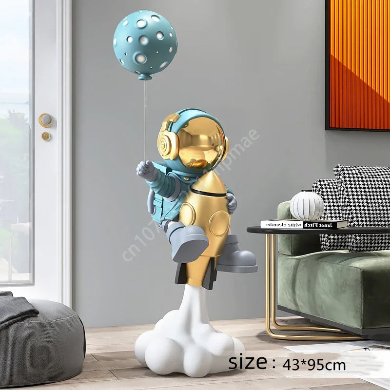95cm Astronaut Balloon Lamp Sculpture Large Floor-standing Decoration Living Room TV Cabinet Home Decoration Statue Housewarming