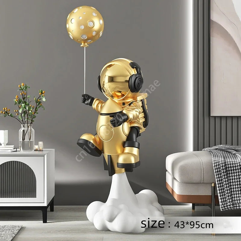 95cm Astronaut Balloon Lamp Sculpture Large Floor-standing Decoration Living Room TV Cabinet Home Decoration Statue Housewarming