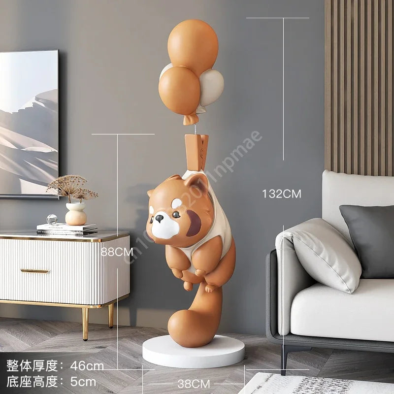 Creative Large Raccoon Living Room Resin Floor Carving Home Decoration FRP Animal Decoration Statue Tray Housewarming Gift