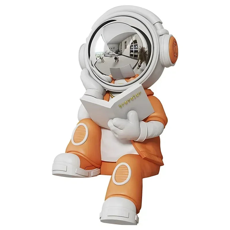 Creative Reading Astronaut Activity Figure Resin Sculpture Desktop Decoration Accessories,sound System,home Decorationpiggy Bank