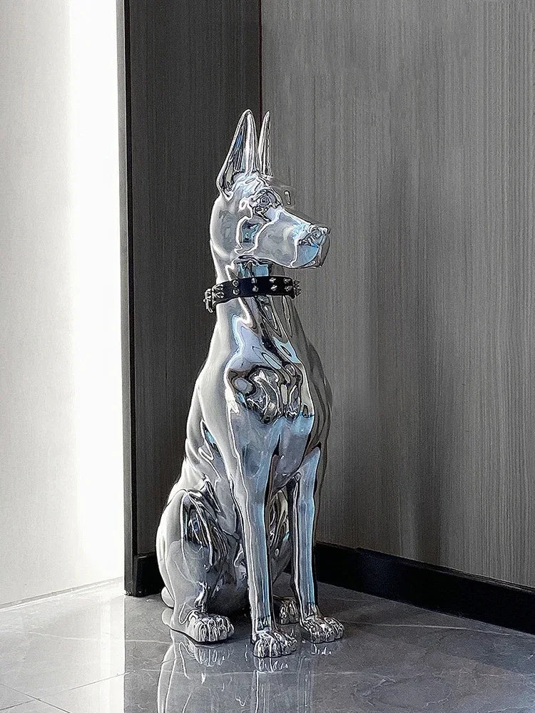 Home Decor 75CM Electroplated Dog Statue Ornament Creative Living Room Large Floor Decoration Nordic Style Room Decor Sculpture