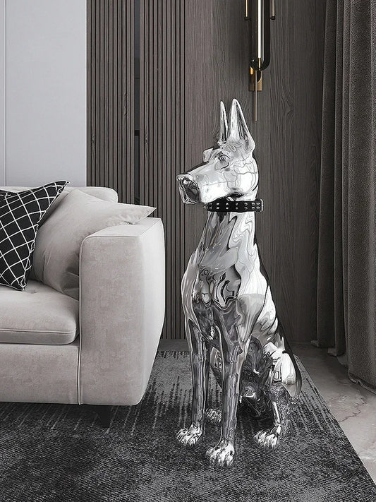 Home Decor 75CM Electroplated Dog Statue Ornament Creative Living Room Large Floor Decoration Nordic Style Room Decor Sculpture